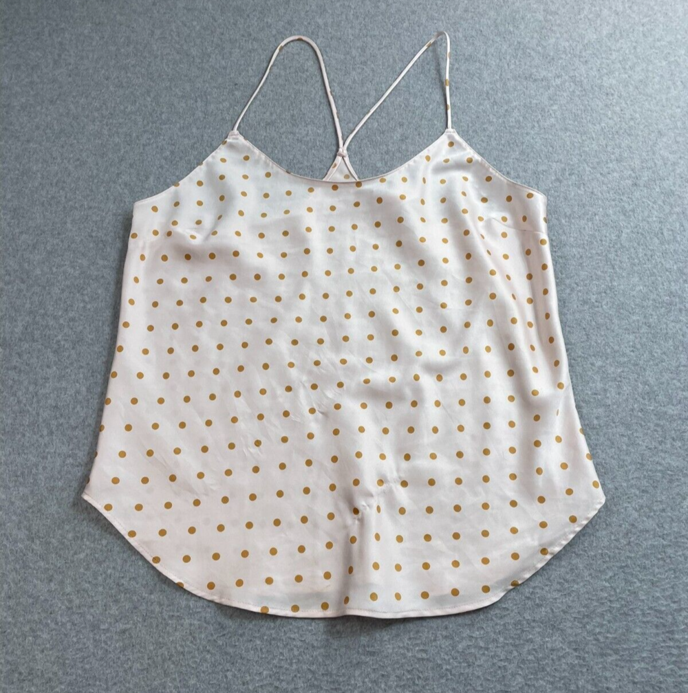 Victoria Secret Camisole Woman Small Cream Gold Polka Dot Coquette Tank Top Y2K